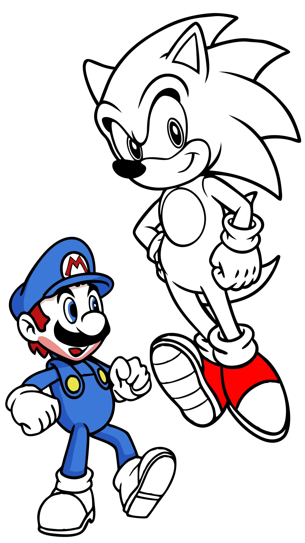 Sonic vs Mario para colorear